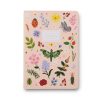 Bright floral and insect-themed notebook cover featuring colorful butterflies, ladybugs, and blooming flowers, perfect for journaling and creative writing.
