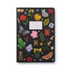 Colorful floral and insect-themed notebook cover with vibrant illustrations of flowers, butterflies, ladybugs, and beetles, perfect for journaling and note-taking.