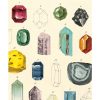 Vibrant gemstone illustrations from Mineralogie collection showcasing various cut styles and mineral types for jewelry and geology enthusiasts.