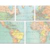 Map of world continents with colorful vintage style, detailed countries and oceans, educational geographic illustration, perfect for travel, geography, and global studies.