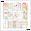 Colorful printable planner stickers with motivational quotes and decorative designs, ideal for organization and journaling, from The Wraperie.