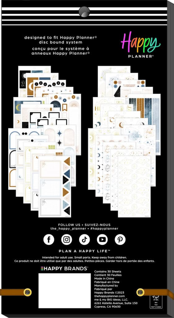 Disc bound planner accessories with various colorful designs, ideal for organizing and planning, designed for adult use, from The Wraperie.