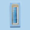 Blue checkered stationery pencils set with motivational quotes in packaging.