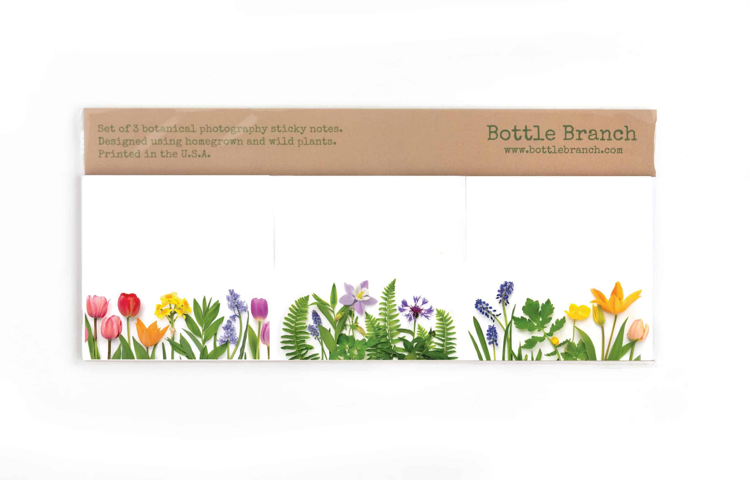 Botanical photography sticky notes with floral designs by The Wraperie, eco-friendly home decor, botanical art, wild plants, handcrafted stationery, perfect for nature-inspired office supplies.