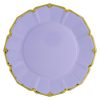 Colorful paper plate with a gold scalloped border, perfect for parties and celebrations, adding a vibrant touch to your event table setting.