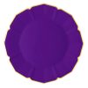 Vibrant purple paper plate with gold trim, ideal for party celebrations and special events.