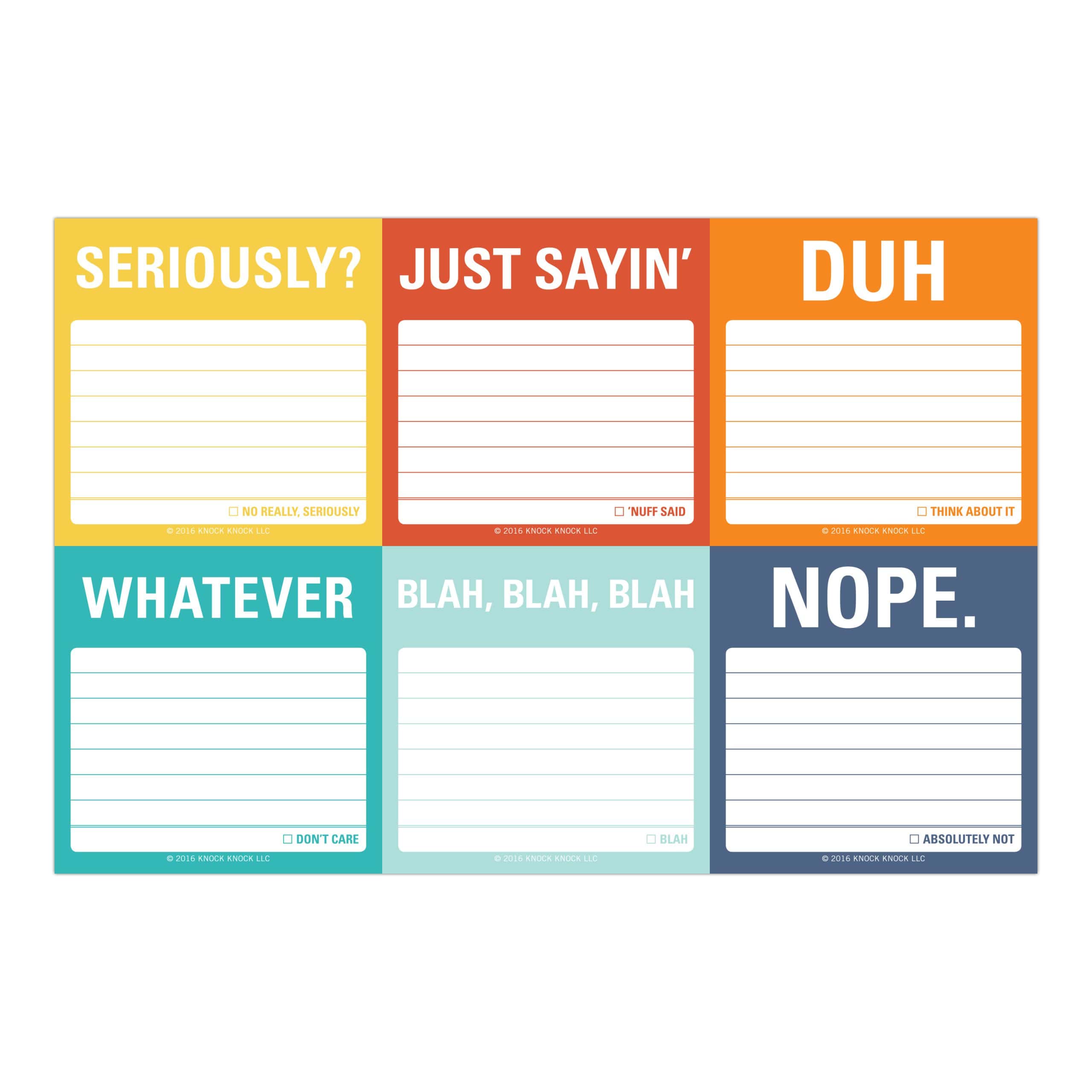 Seriously? just sayin’ duhh humorous sarcastic notepad for funny office or casual notes and jokes.