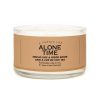 Scented candle with humorous quote about alone time, perfect for relaxing or self-care. Ideal for creating a cozy atmosphere during reading, hot tea, or solitude. Great gift option for solitude lovers.