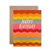 Vibrant colorful birthday card with wavy stripes and "HAPPY BIRTHDAY" message, perfect for celebrating special occasions at The Wraperie.
