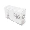 Cute bunny illustration on a transparent box for stationery storage, featuring a white background, ideal for organizing small items with a charming design.