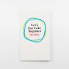 Colorful birthday cake invitation with message "Let's Eat Cake Together" and "Happy Birthday" in red script, featuring vibrant blue and yellow doodle-style circles on a white background.