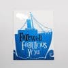Bright blue-themed farewell card with a ship illustration and the message "Farewell fabulous you," ideal for sending personalized good wishes in style.