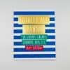 Bright birthday card with colorful stripes, featuring a playful message about celebrating grandads, gramps, and other family members, perfect for special occasions.