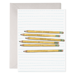 Teachers are amazing card with pencils spelling out "Thank You," perfect for expressing appreciation to educators.