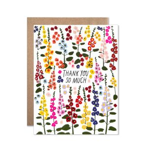 Thank you so much floral thank you card with colorful flower illustration and handwritten message for gratitude and appreciation.