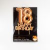 Gold number 18 birthday cake topper with "Happy Birthday" text, perfect for celebrations, cakes, and cake decoration.