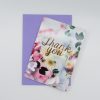 Bright floral thank you card with elegant gold script, perfect for expressing gratitude; features pink, white, and green watercolor flowers, ideal for thank you notes and special occasions.