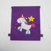 Colorful unicorn and star printed drawstring backpack for kids, ideal for school, sports, and travel. Fun, vibrant design perfect for children and parents seeking unique, playful accessories.