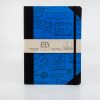 Travel-themed hardcover notebook with passport stamp designs, ideal for journaling and organization, available at The Wraperie.