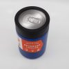 Aluminum beverage can with Adventure Beverage Cooler logo, ideal for keeping drinks cold on outdoor adventures. Suitable for camping, hiking, and travel.