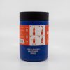 Bright blue container with black lid, instructions for sealing and enjoy your drink, labeled Gentlemen's Hardware, trendy drinkware and accessories for men, ideal for gifting or personal use.