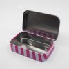 Stainless steel lunchbox with pink and white striped design, ideal for sandwiches, snacks, and meal prep, perfect for kids and adults, keeps food fresh and portable, available at The Wraperie.