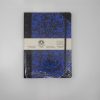 Blue and black checkered notebook with elastic closure, handmade quality, made since 1963, perfect for writing and journaling at The Wraperie.