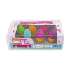 Colorful ice cream shaped erasers in a clear plastic box, themed for kids and sweet treats, perfect for children's stationery collections.