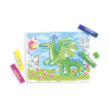 Vibrant child’s drawing of a green dragon breathing fire, with colorful chalks labeled Chunkies nearby, on a white background. Perfect for showcasing fun, creative art activities for kids at The Wraperie.