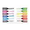 Colorful chalk pastels with vibrant shades including black, pink, purple, blue, teal, grey, green, yellow, orange, red, and brown, displayed with swirled marks on white background.