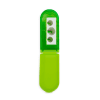 Power strip with three outlets in bright green color, suitable for home or office use.