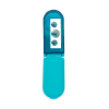 Blue electronic nail file with three rotary polishing heads, professional manicure and pedicure tool, compact portable, salon-quality nail tech accessory.