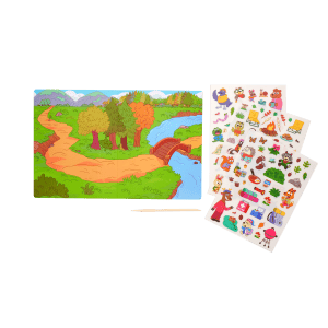 Colorful outdoor nature puzzle and character sticker set for children, perfect for storytelling and educational activities at The Wraperie. Engaging and creative toy for kids.
