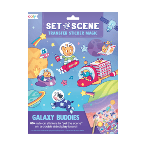Colorful space-themed sticker set featuring cartoon aliens, astronauts, animals, and planets for kids' craft and imagination. Perfect for creative projects and play.
