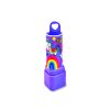 Brightly colored unicorn and rainbow-themed lipstick tube with a purple base, perfect for children's makeup or playful accessories.