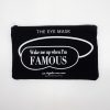 Bold black eye mask with humorous white text, perfect for relaxing or travel. Features the phrase “Wake me up when I’m famous” by The Wraperie, combining comfort and fun in a stylish sleep accessory.