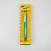 Bright yellow and blue promotional pen with quirky "AM I...?" packaging, perfect for branding and giveaways. Unique design adds a fun touch to promotional campaigns and office supplies.