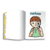 Curious cartoon child holding a magnifying glass, representing curiosity and exploration in children's educational books.