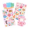 Cat-themed sticker sheet with cute pastel-colored cats, sweets, and cozy messages for stationery or decorating notebooks and planners, featuring a fun, whimsical design.
