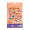 Colorful kitty-themed sticker set featuring cat drinks and desserts, perfect for kids' craft projects and scrapbooking, with die-cut stickers and reusable sticker sheets for creative fun.