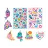 Colorful unicorn and mermaid sticker set with donut and sea theme designs, perfect for kids' crafts and creative decoration.