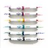 Brightly colored double-sided markers with 