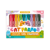 Bright colorful gel crayons set featuring 12 twist-up watercolor markers with cute animal face caps, perfect for kids' arts and crafts, drawing, and coloring projects.