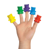 Colorful gummy bear shaped toys on fingers, playful and vibrant, perfect for children’s toys, party favors, or fun collectibles. Bright yellow, green, purple, blue, and red bear gummies.