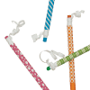 Colorful party paper straws with curly paper decorations on a transparent background.