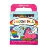 Brightly colored unicorns and rainbows on a children's coloring book page, with jumbo crayons included, designed for kids ages 3 and up to encourage creativity and fun.