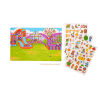 Colorful amusement park puzzle with stickers, featuring roller coasters, rides, and carnival elements, perfect for kids' entertainment and developmental play.
