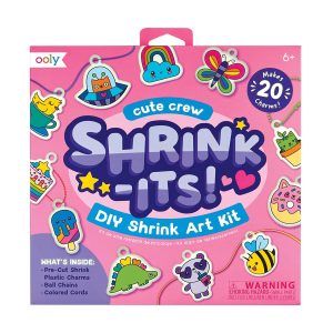 Colorful Shrink Art Kit with cute animal and character designs, perfect for kids to create custom shrink charms, jewelry, and accessories, making over 20 adorable charms for creative fun.