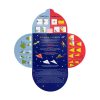 Colorful paper airplane folding instructions with space-themed design, demonstrating different folding styles for DIY kids' craft projects at The Wraperie.