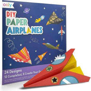 - Bright space-themed DIY paper airplane kit with colorful designs and creative templates for kids age 6 and up.